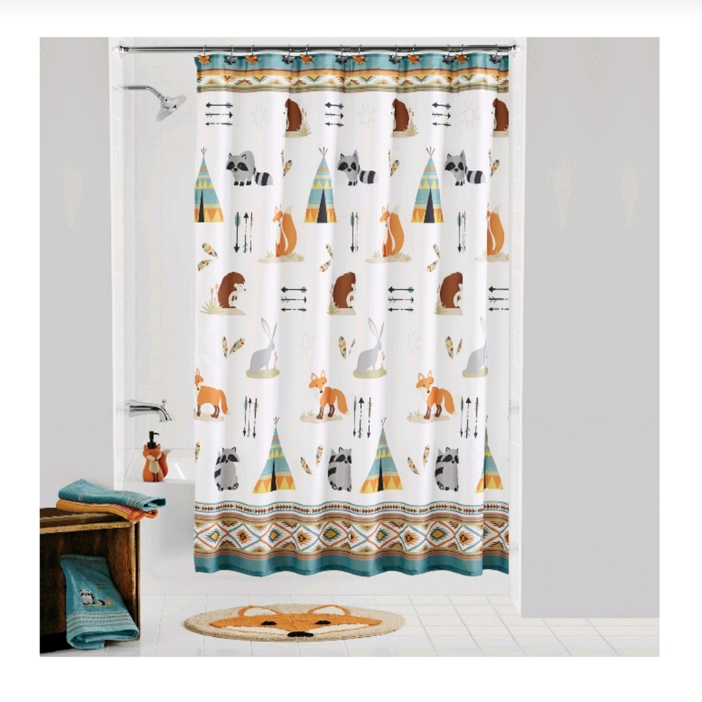 Woodland Critters shower curtain 🚿